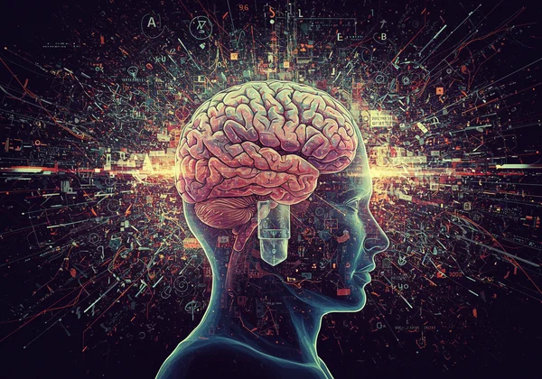 Brain processing sensory input, with overwhelming data