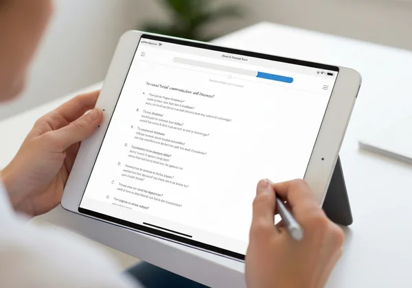 Person using an online autism screening tool on a tablet