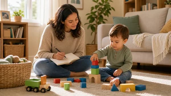 Parent observing toddler play