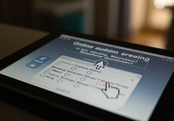 Screen showing an online autistic screening test interface.