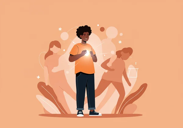 Teen feeling empowered with support, understanding their path.