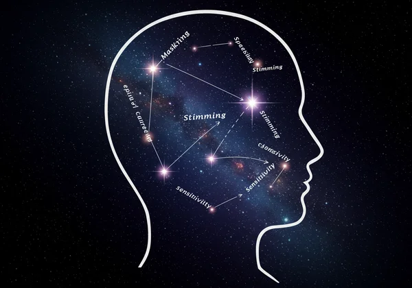 A human silhouette filled with a star constellation of traits.